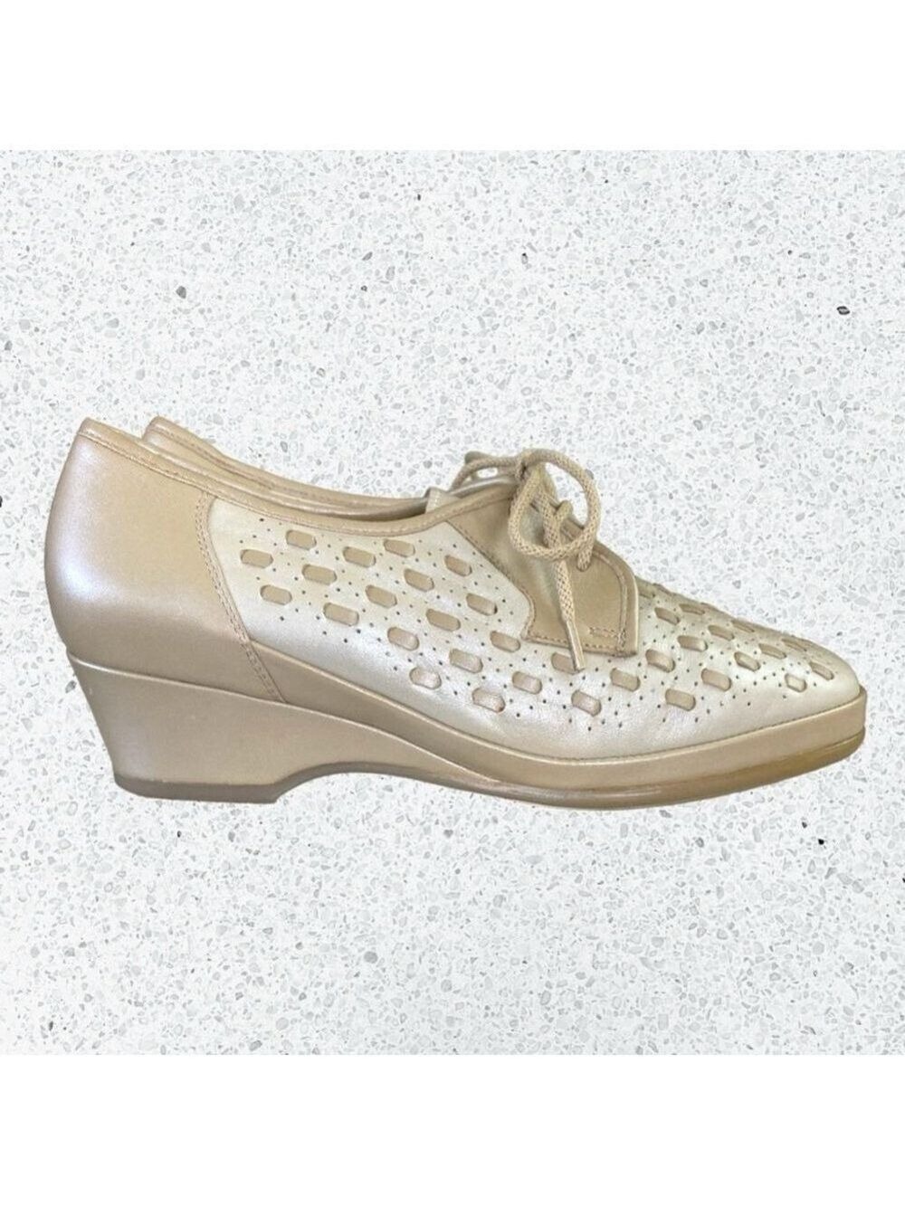 Fazan Two Tone Oxford Wedge Heel All Leather Spectator Shoes Women’s Sz. 7 - Picture 2 of 10